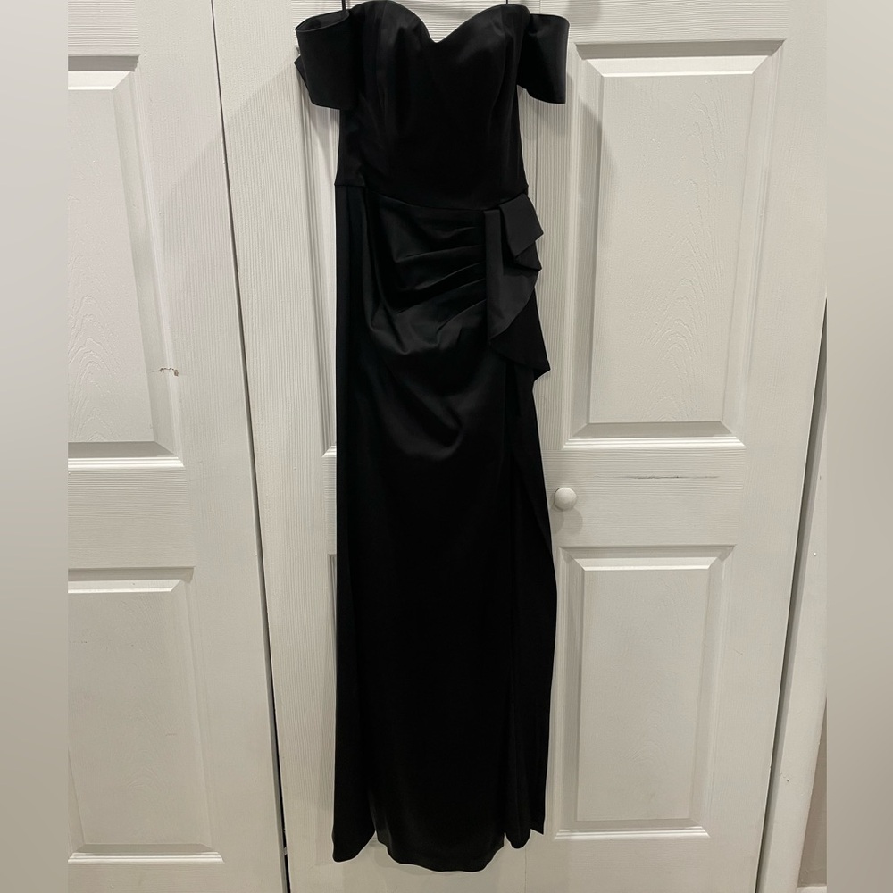 Gabrielle Off-the-Shoulder Gathered Asymmetrical Drape Gown